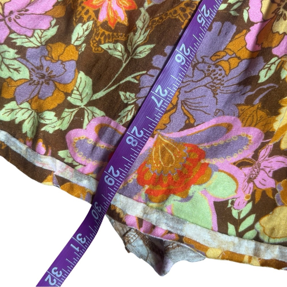 Free People Bali Moroccan Flowers Tunic Brown Yellow Size Medium Cotton - Picture 4 of 8